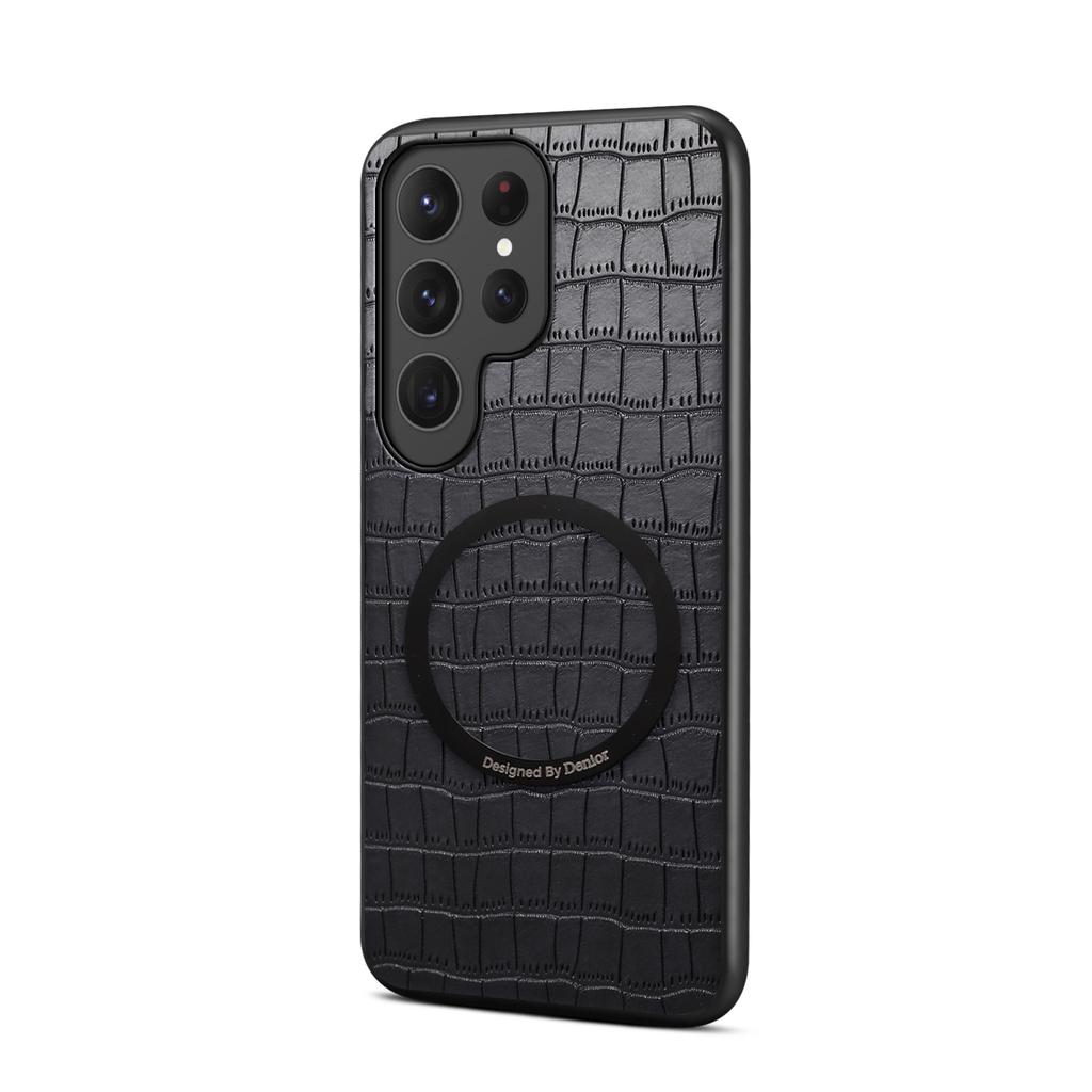 Alligator Pattern Leather Case for Samsung Galaxy S26 Ultra S25 Edge S24 Plus S23 Fe S21 A56 5G Magnetic Wireless Charging Cover