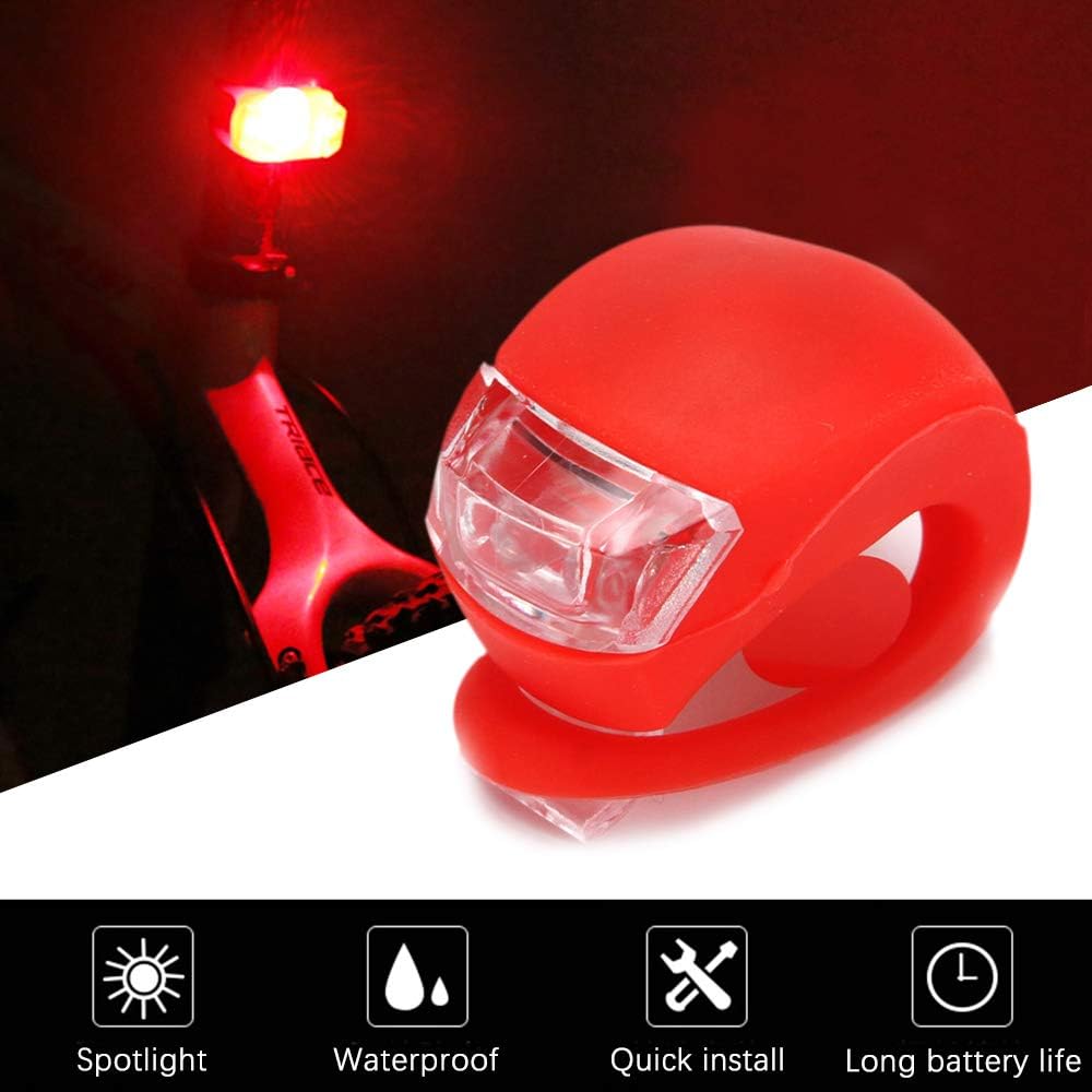 Bicycle Lights Set, Silicone LED Bike Light Clip On Bicycle Lights,Waterproof Back Bicycle Taillights Headlight for Night Riding Cycling Safety