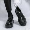 Fashion Spring New Thick Soled Lace Up Oxford Shoes for Men Designer Leather Shoes Waterproof Platform Business Formal Round Toe Shoes