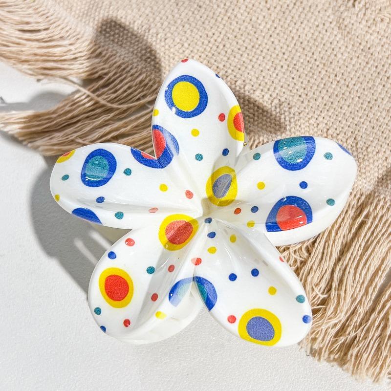 Uv-printed Frangipani HairpinFemale Seaside Vacation Back of The Head HairpinShark Clip
