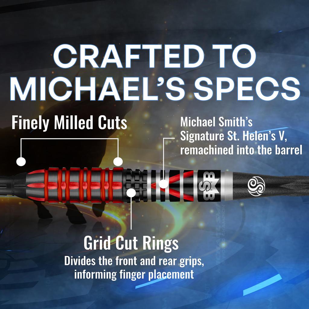 Michael Smith Tenacious Front Weight Tungsten Pro Throwing Darts Soft Tip Set, professionell hergestellt, neuseeländisches Design, Dart Flight für Frauen und Männer, Kunststoff