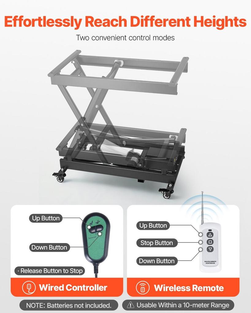 71 Cm Electric Lift Table Single Scissor Lifting Platform 150 Kg 4 Wheels