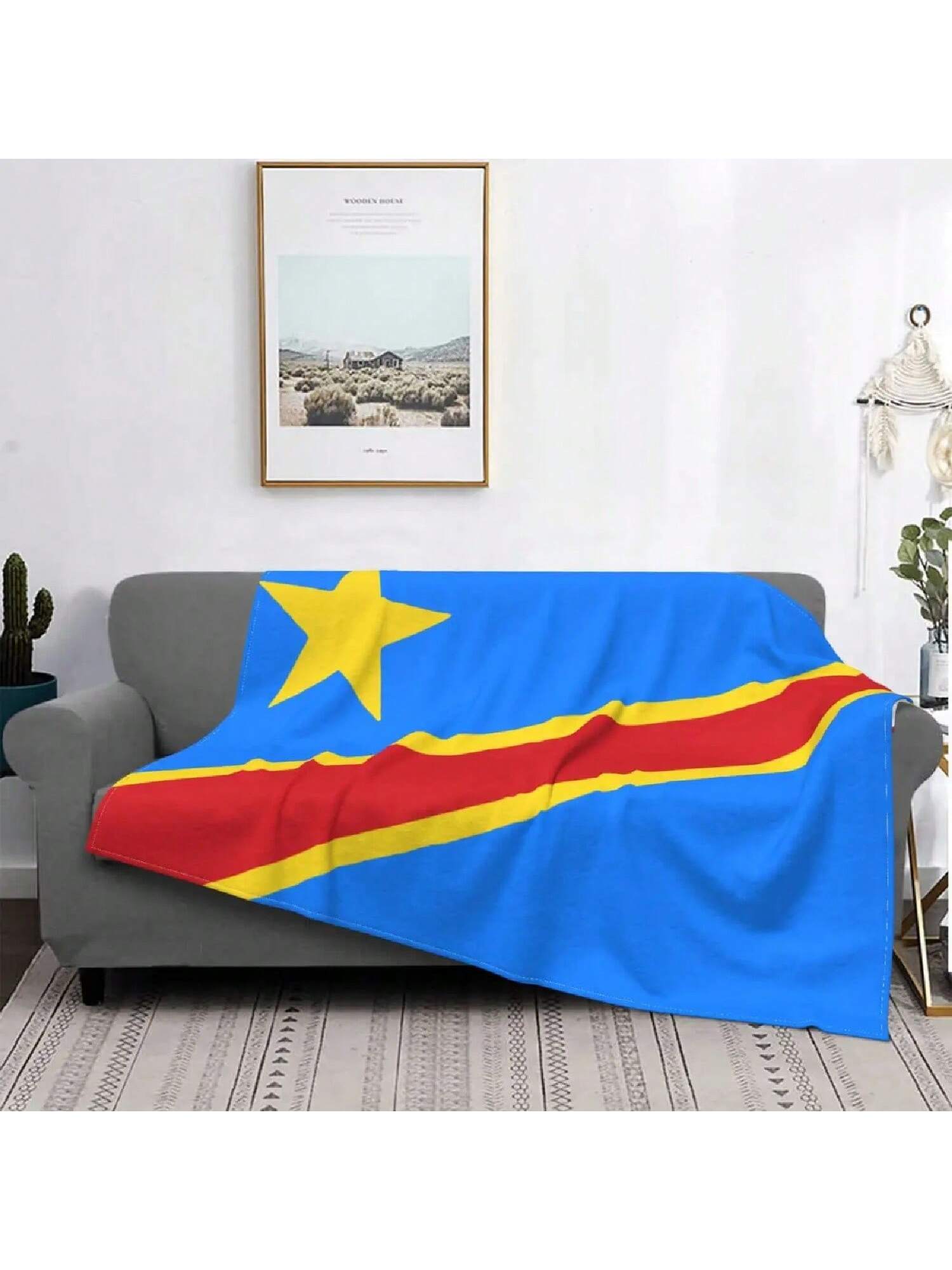 

Kinshasa Zaire Flag Flannel Throw Blanket, Perfect For Home, Outdoor, Soft Bedroom Quilts 75X95CM сірий колір