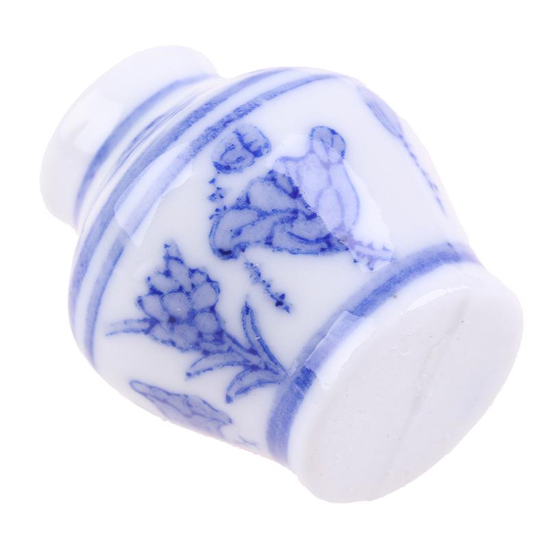1/12 Dollhouse Miniature Blue And White Porcelain Vase Accessories Toy