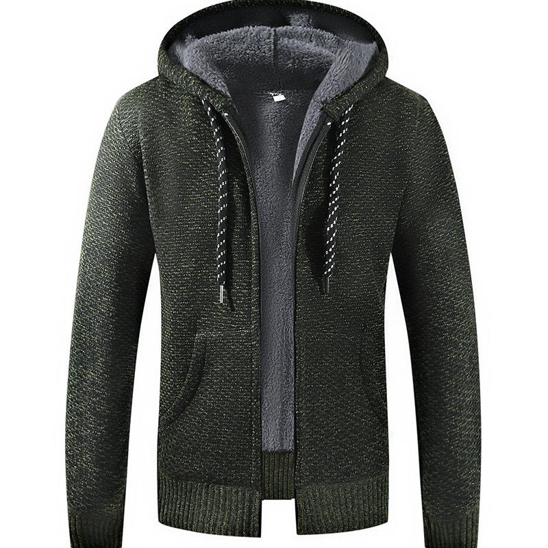 Herren S Einfarbig Langarm Kapuzen Fleece Strickjacke Pullover Für Teenager