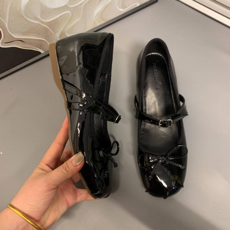 

Маленький рост, увеличение внутренней высоты на 5 см, туфли Мэри Джейн, весна и осень, бант, надпись, балетки, женская верхняя одежда 34 чёрный