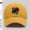 pc Elegant Black Rose Pattern Printed Baseball Cap Truck Driver Papa Hat Comfortable Lightweight Headwear Adjustable Closure