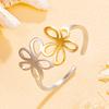 Adjustable Stainless Steel Sweet Flower Open Ring: Elegant Forest Style