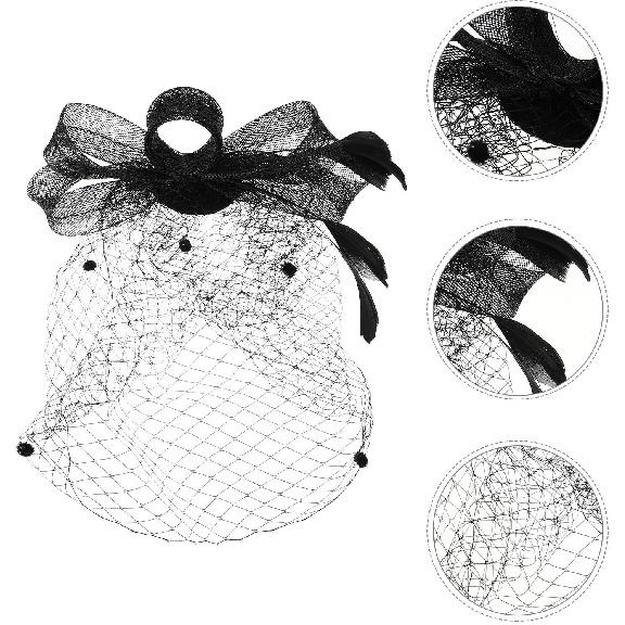 Black Mesh Wedding Hair Accessories Fascinator for Women with Iron Frame, Good Texture and Comfortable Design, for Weddings and Dances