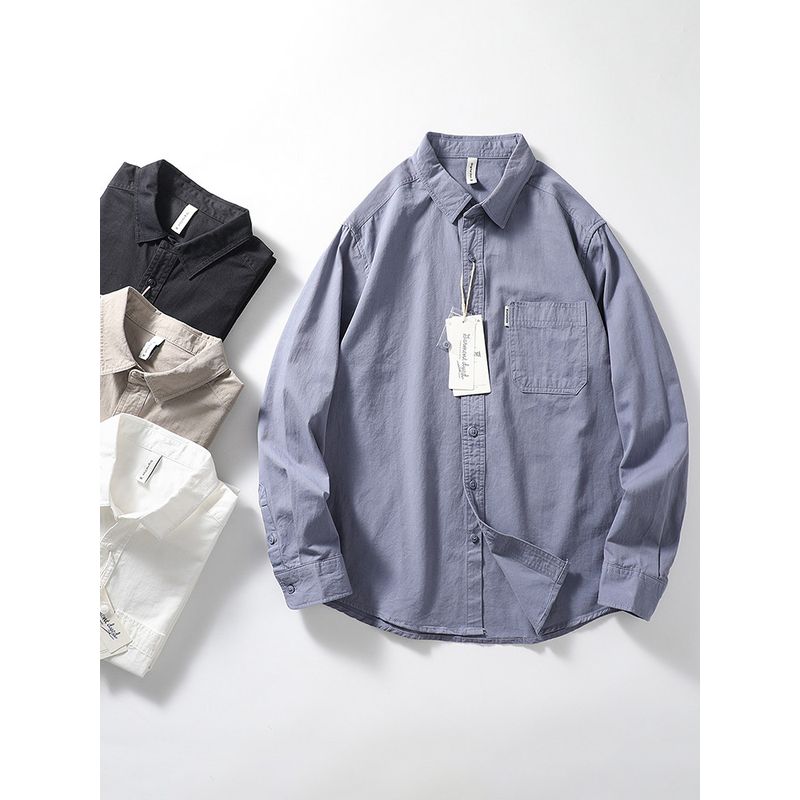 Japanese-Style Retro Cotton Shirt Men's Long Sleeve Casual Spring and Autumn Slim-Fitting Fashion Brand Coat Export Men's Clothing Cotton Shirt