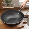 Maifan Stone Non-stick Wok Stir-fry Pan, Thickened Flat-bottom, Multi-layer Die-cast, Universal Stove Compatible.