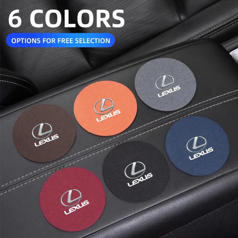2Pcs Car Suede Water Cup Pad Anti-slip Coaster Accessorys For Lexus F SPORT IS250 IS200 CT200h GS300 LS430 RX450h LX570 IS300