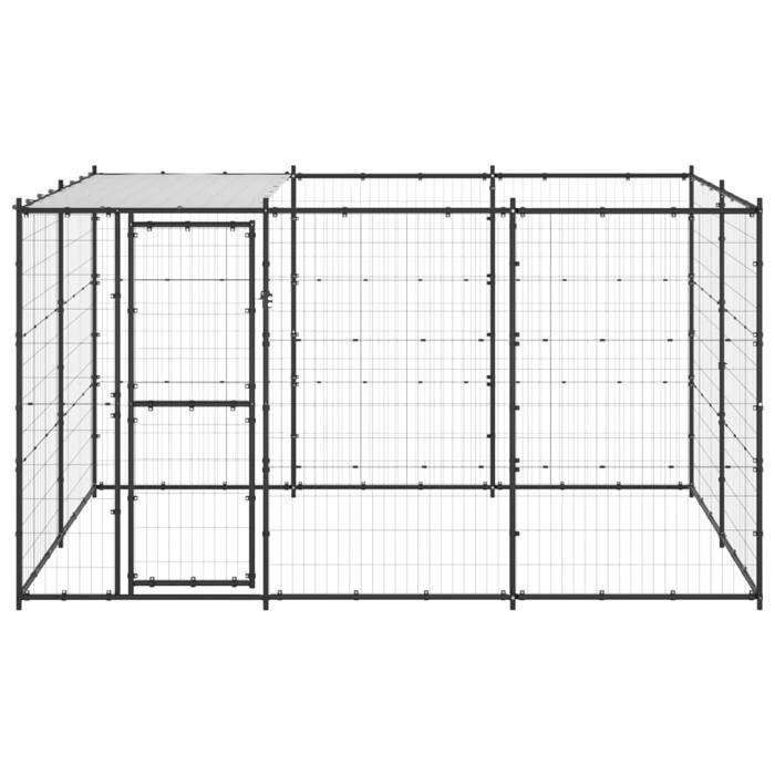 VidaXL Chenil Extérieur Acier avec Toit 7,26 m² Enclos Niche Cage pour Chiens 3082293