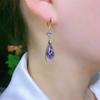 2024 Elegant Purple Crystal Teardrop Ear Cuffs - Fashionable and Sophisticated.