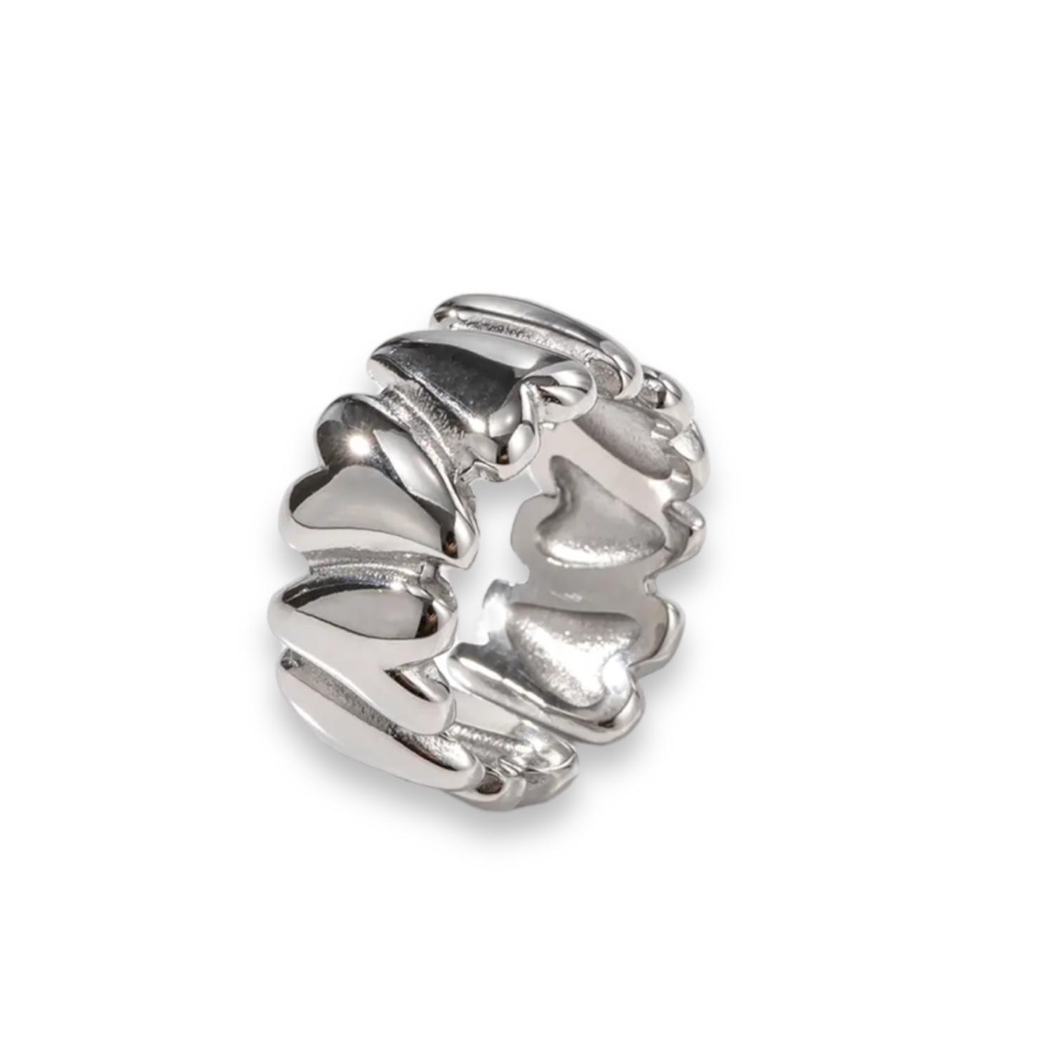 

CARLIDANA Statement Metal Love Heart Shape Stainless Steel 18K Gold Plated Finger Ring Waterproof Adjustable Ring Jewelry resizable