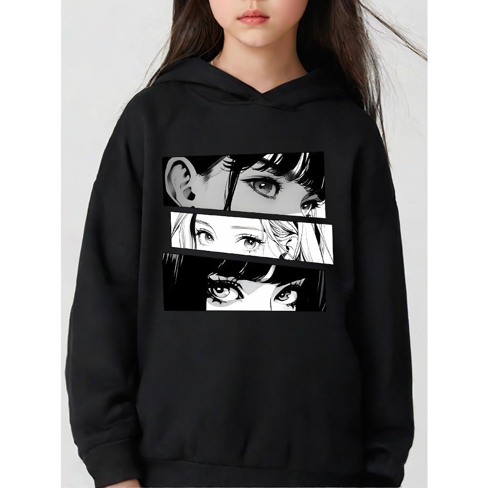 Anime Eye Stitching Printing Children's Hooded Sweater Long-sleeved Pullover Hoodie Autumn Casual Children's Top