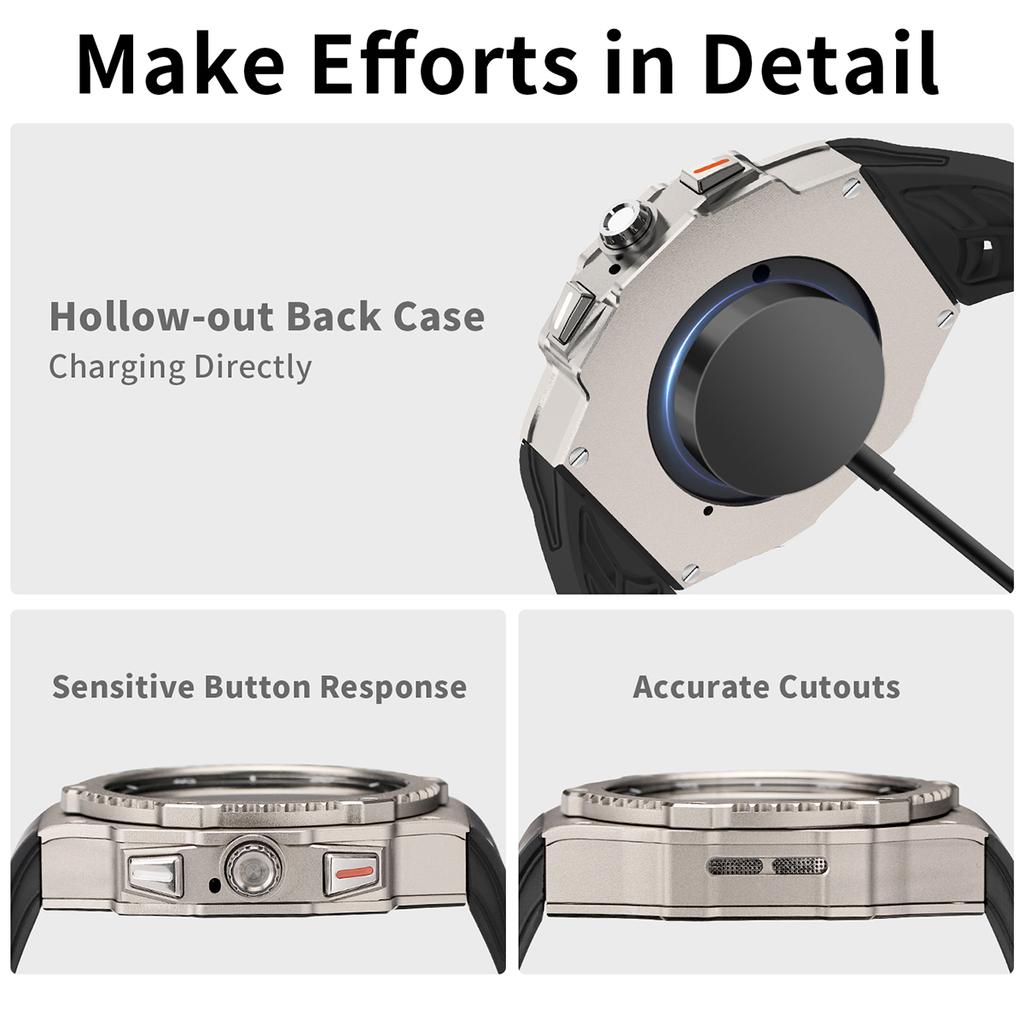 Luxury Alloy Modification Kit For Samsung Watch 8 Classic 46mm Metal Case Rubber Band For Galaxy Watch 8 Classic Kit Accessories