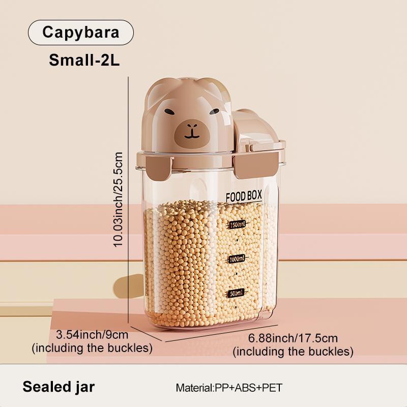 Cartoon-themed airtight storage jars, household dustproof containers, grain storage boxes, large-capacity plastic jars for coffe