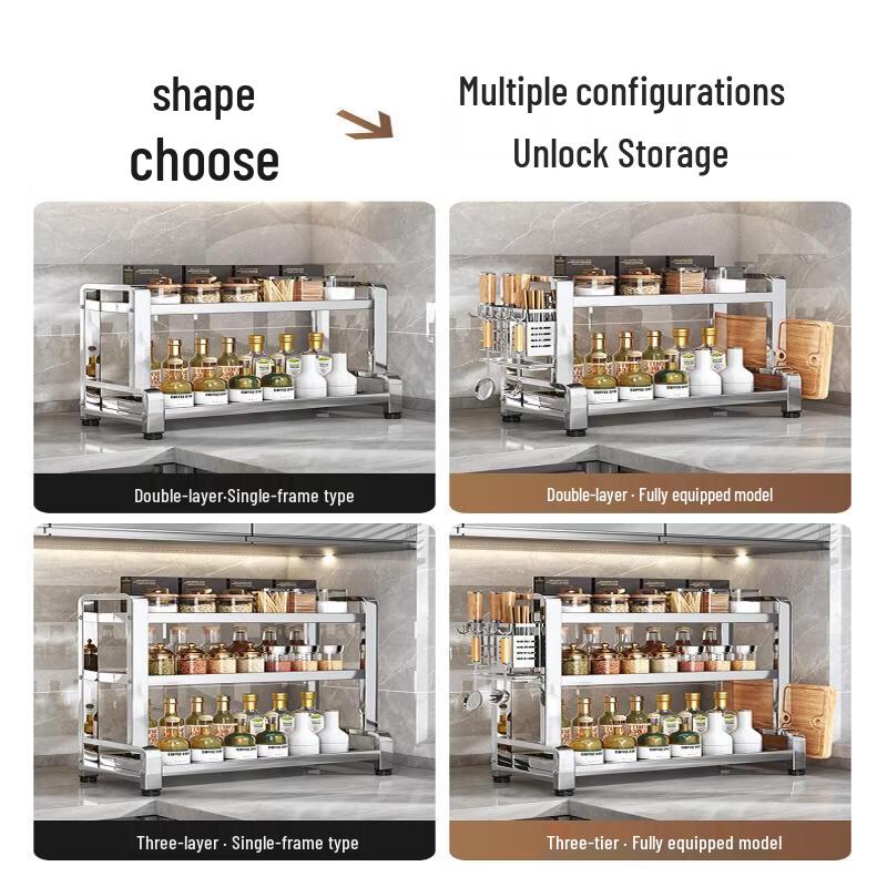 LETSFIND 304 Stainless Steel Kitchen Spice Organizer Rack
