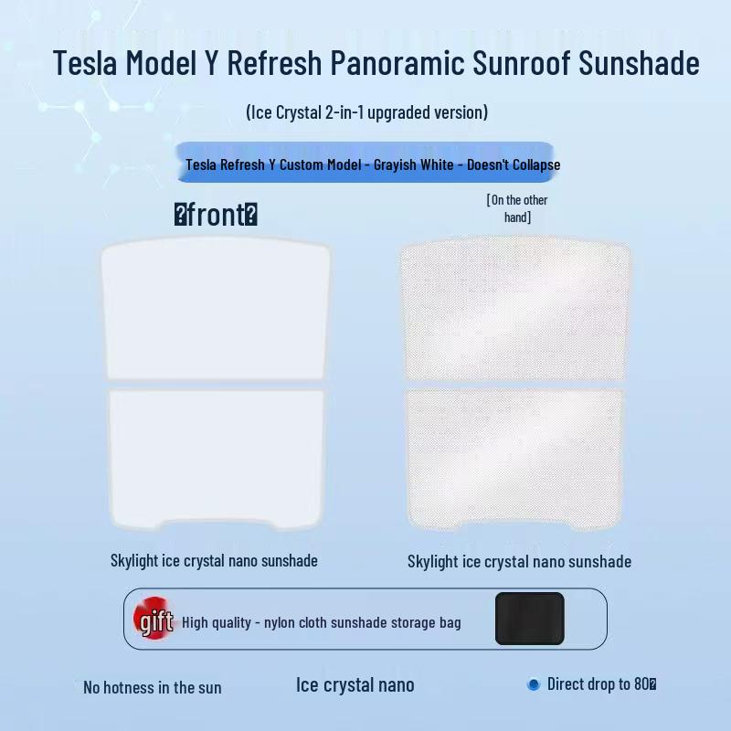 

Tesla Model Y/3 Ice Crystal Sunroof Sunshade - Heat Insulation & UV Protection Model Y Silver New Board чёрный