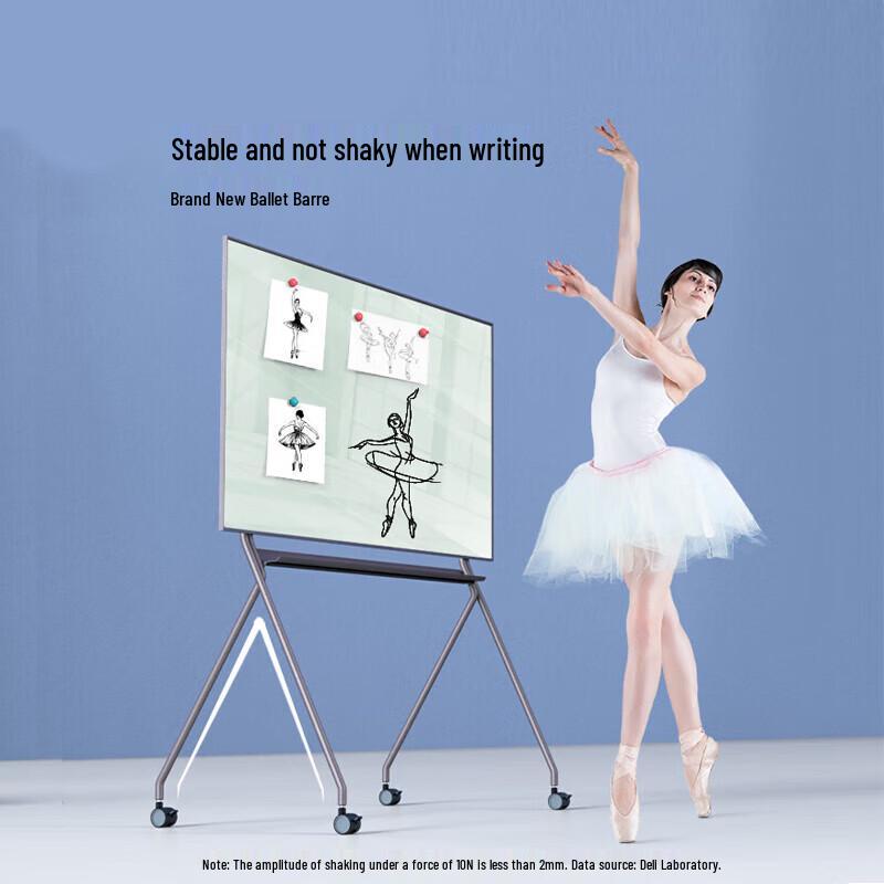 Deli Tempered Glass Whiteboard with Ballet Stand
