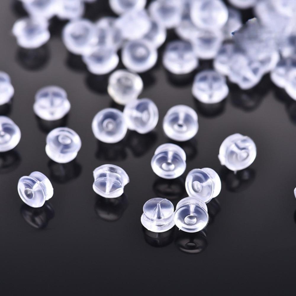 100pcs Transparent Silicone Anti-slip Ear Plug Stud Earrings Back-buckle Cap for Jewelry Making Earrings DIY Accessory Wholesale