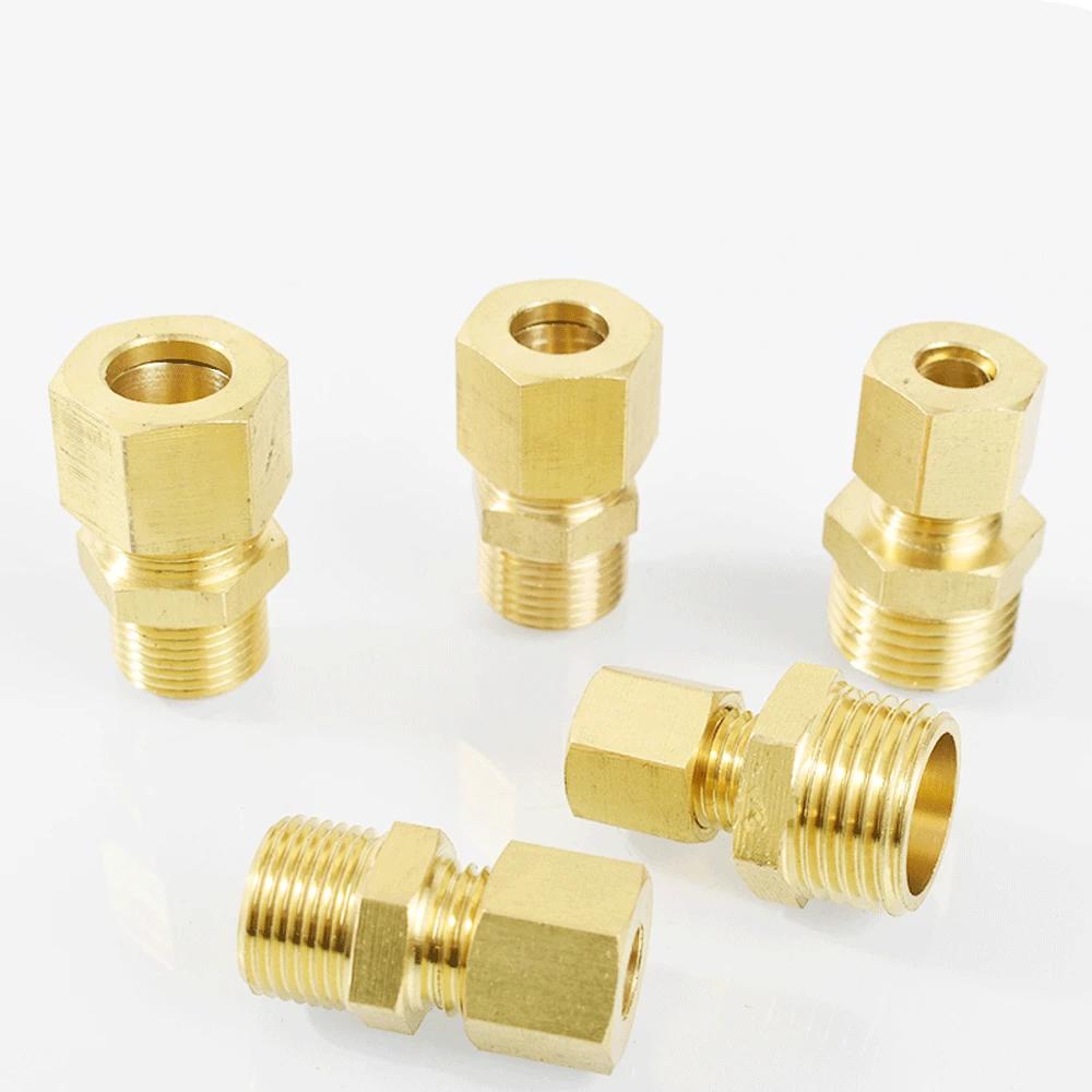 6 8 10 12 15 16-28mm OD X M8-M30 1/8" 1/4" 3/8" 1/2" 3/4" 1" BSP Male Compression Union Brass Pipe Fitting Connector Coupler
