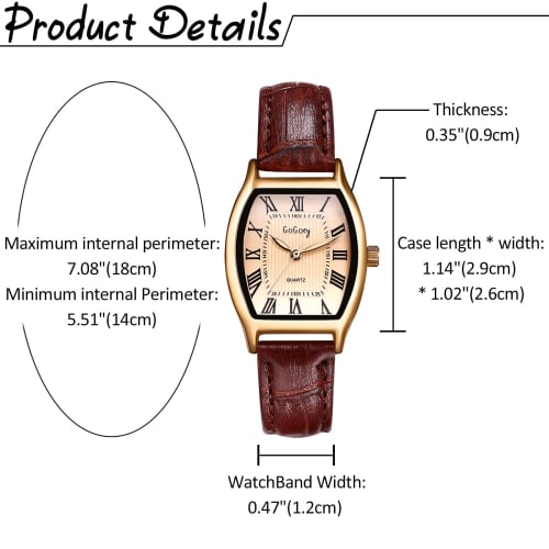 Women's Leather Watch with Roman Alphabet, Analog Display, Antique Leather Strap, Business/Casual, Retro, Waterproof, Quartz Movement, Brown, Perfect