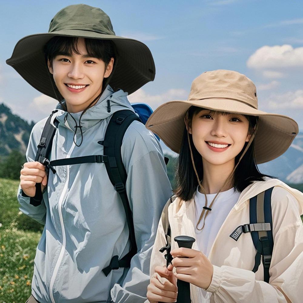 Quick-dry Hiking Fisherman Hat UV Protection Men Bucket Cap Fashion Drawstring Sun Hat  Camping