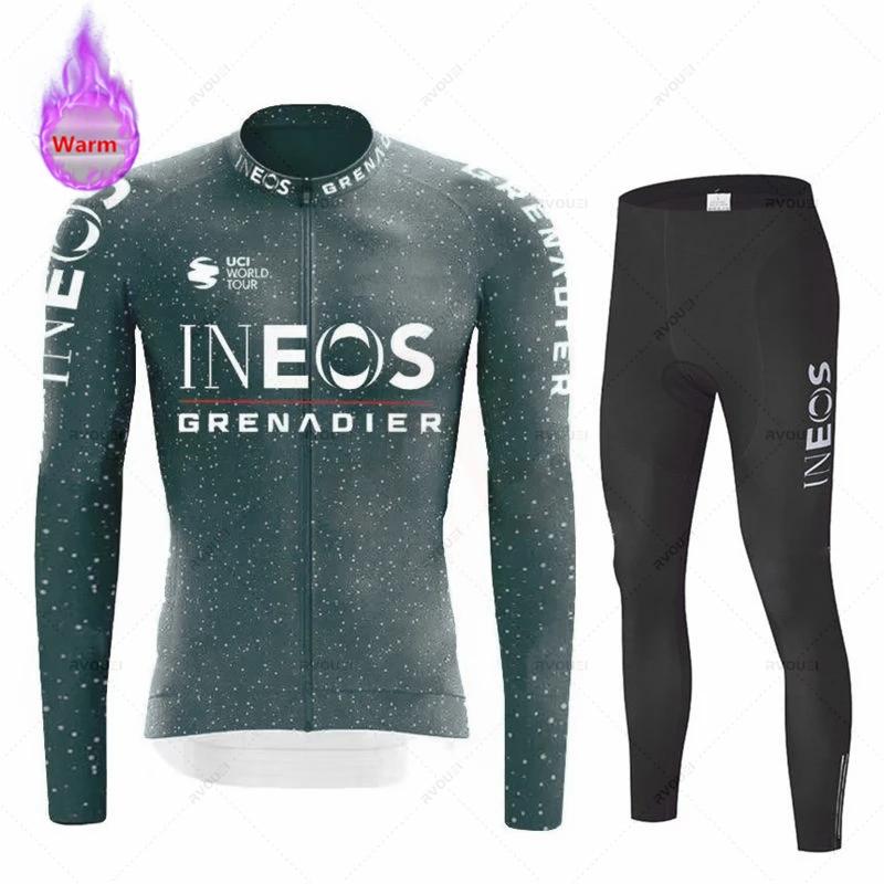 

Комплект флисовой веломайки с длинным рукавом Ineos Grenadier Team для зимы, одежда для горного велосипеда, Ropa Ciclismo, костюм для гоночного велосипеда XL