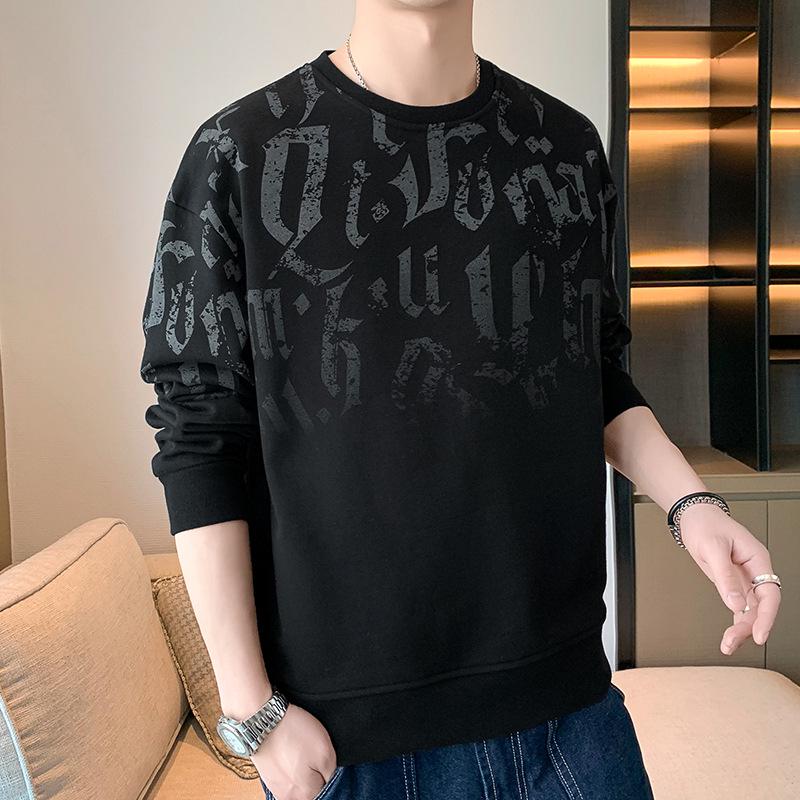 Men's Plush Long-Sleeve Knitted Sweater - Casual Autumn/Winter Round Neck Pullover, Loose Fit Trendy Top.