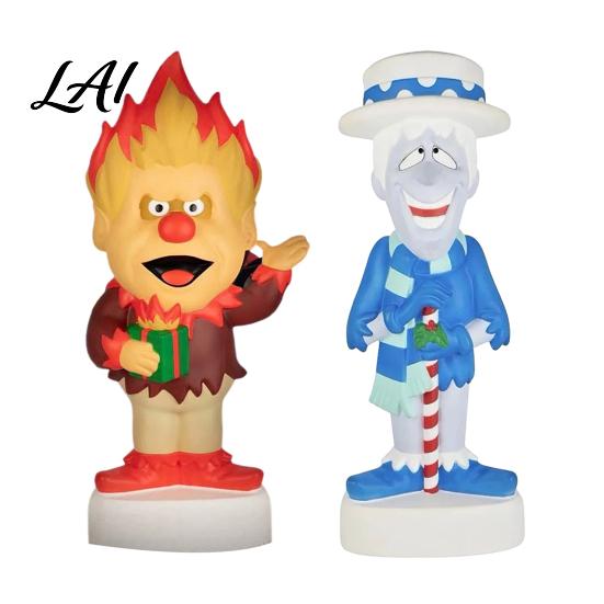 Classic Holiday Cartoon Characters Christmas LED Lighted Blow Molded Decoration Retro Character Porch Display Figure for Outdoor Yard Lawn,