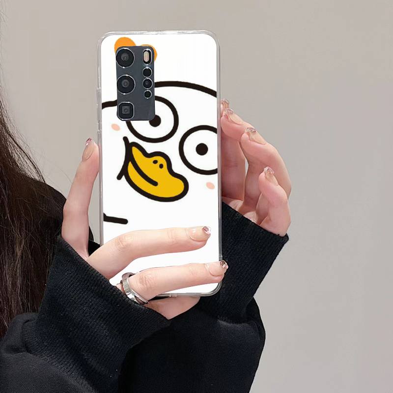 Cartoon Duck Phone Case For Huawei Mate P10 P20 P30 P40 P50 Smart Z Honor 50 60 70 Pro Lite Transparent Case