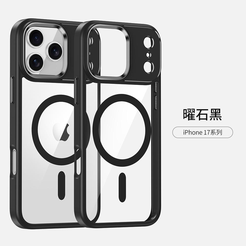 Applicable iPhone mobile phone case Gold shield Magnetic suction Apple 16 metal eagle eye transparent anti-drop protective cover