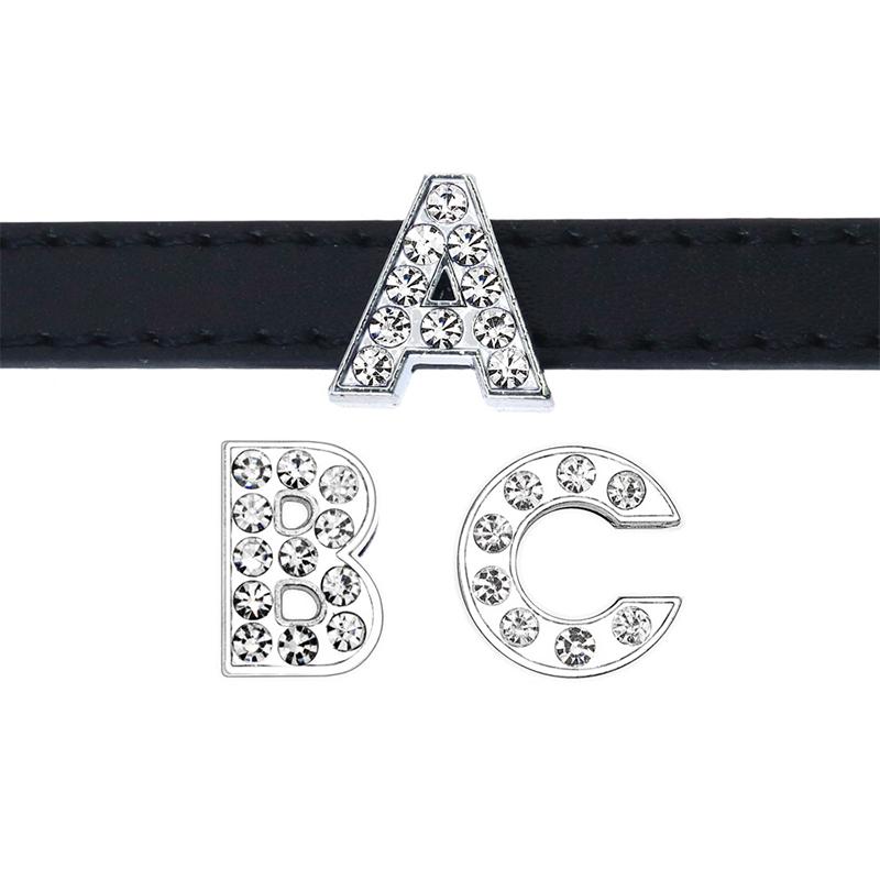 26Pcs Alphabet Pendant Necklace Alphabet Patch Diy Decorations Zinc Alloy Letters Bracelet Glitter Wristlet