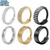 Titanium Seamless Septum Ring with Inlaid Rhinestone Earrings & Tragus Piercing Jewelry.