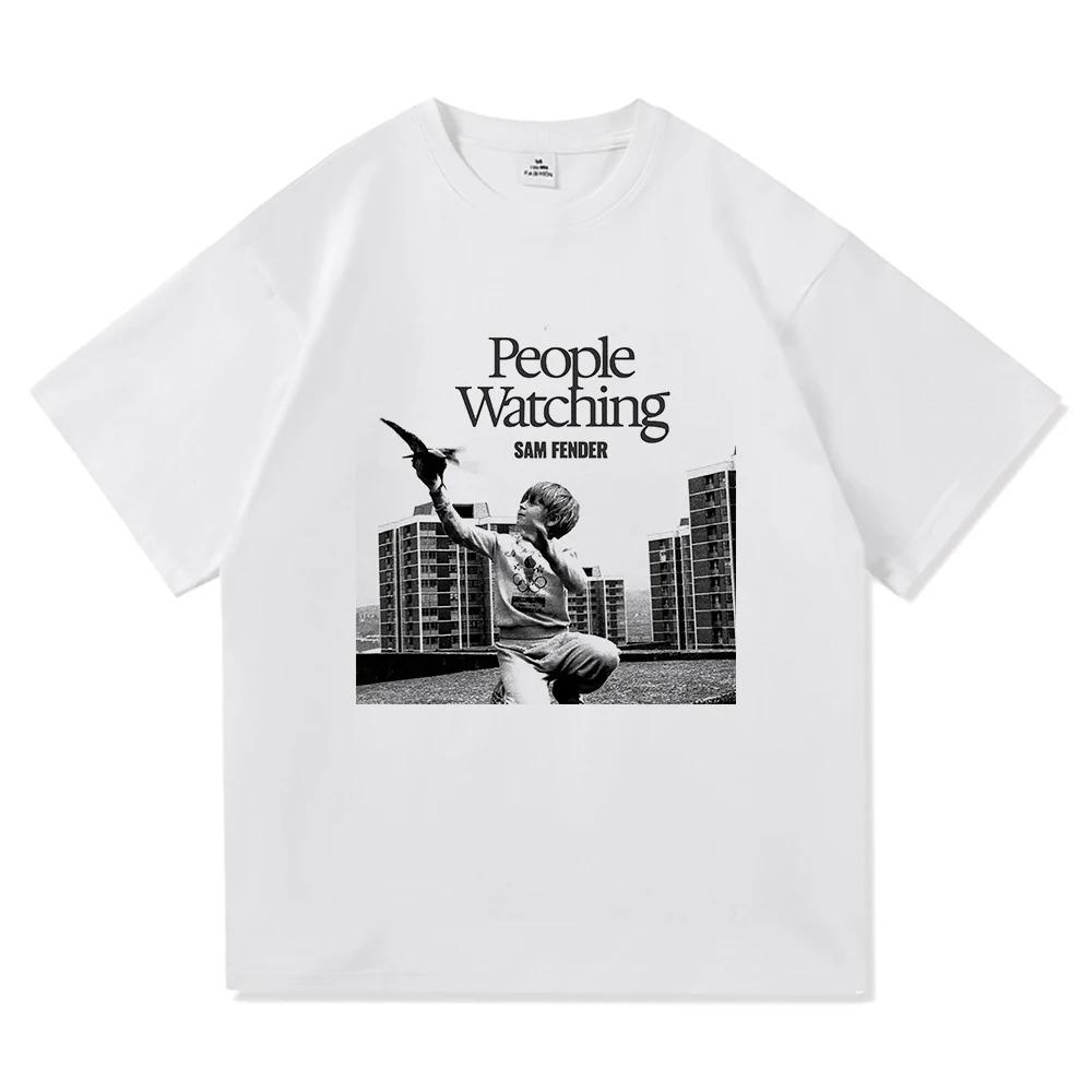

Футболка Sam Fender People Watching 2025 Tour Чоловічий_жіночий одяг Ретро Хараджуку Висока якість Короткий рукав Великий розмір Вільний м який 4XL