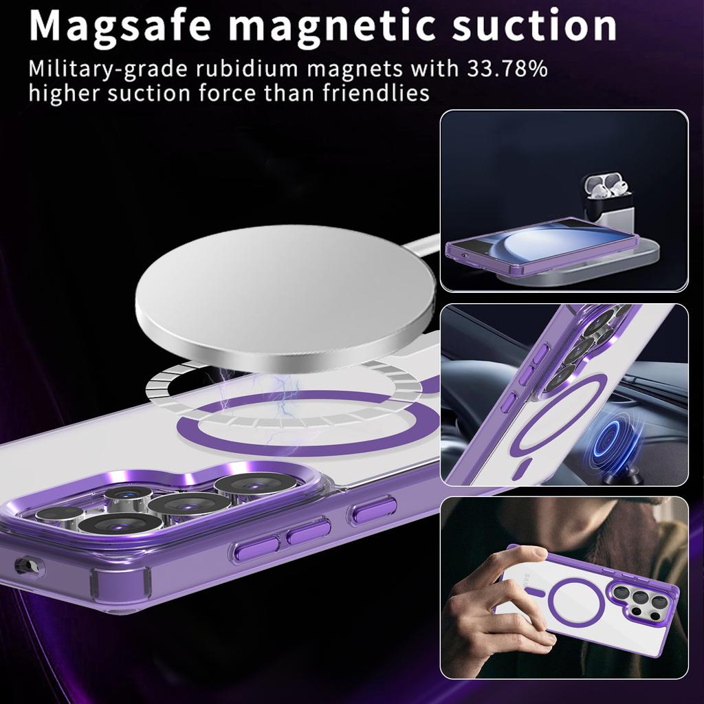 Ice Color Magnetic Attraction Is Suitable for Samsung S25ULTRA Phone Cases. S24 Is Highly Transparent and Does Not Turn Yellow. A56 Is Shockproof