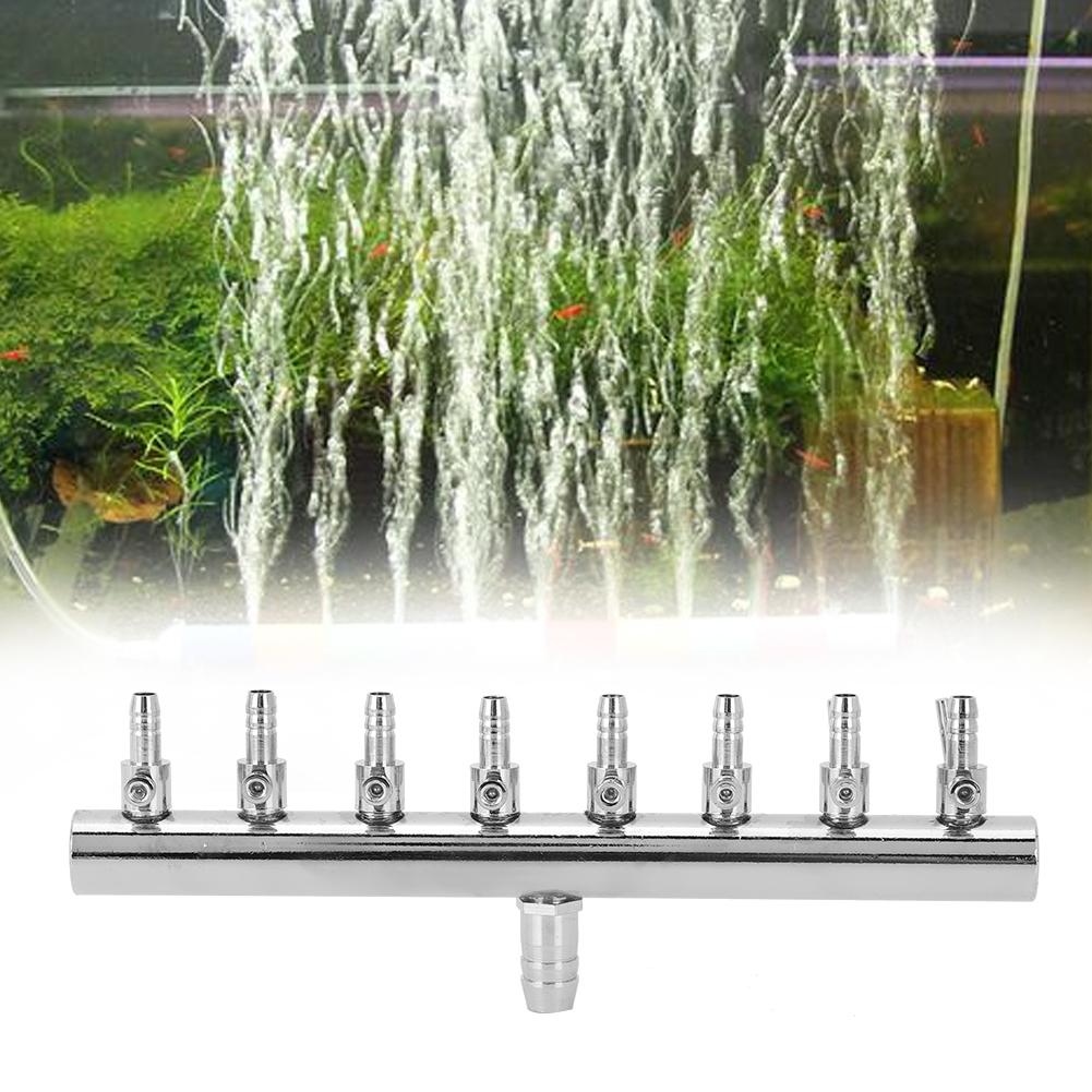 

Stainless Steel Fish Tank Air Pump Splitter Distributor Aquarium Oxygen Pipe Control Valve Connector8 Way