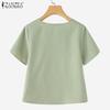 ZANZEA Women Casual Round Neck Solid Color Short Sleeve T-Shirt