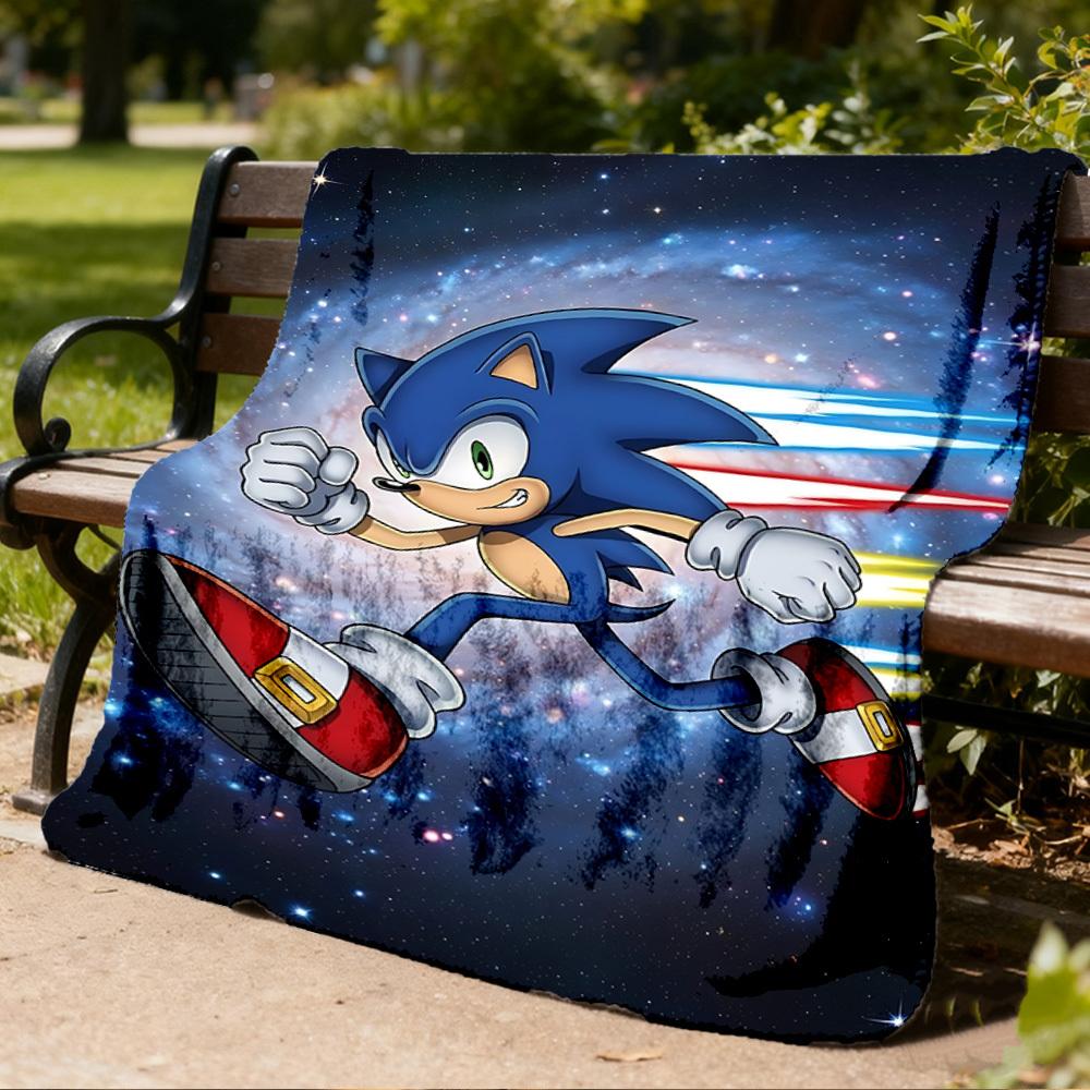 1pc Sonic, Speed Outdoor Personalized Flannel Blanket, Soft, Lightweight Personalized Flannel Blanket, Digital Printing,
