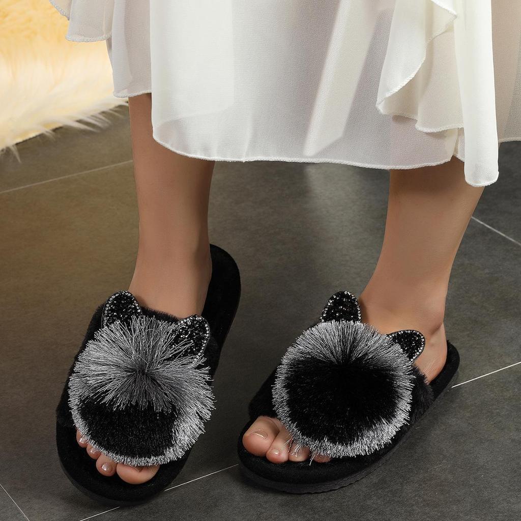 Cozy Non-Slip Plush Cotton Slippers: Soft Sole, Warm Indoor Footwear