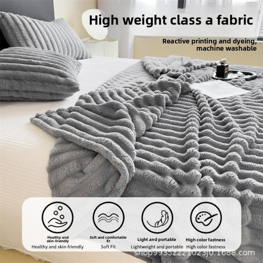 Sametová deka z králičí srsti, flanelová deka, zesílená deka z korálového sametu, deka na zdřímnutí v kanceláři, deka pod klimatizaci v lehkém luxusním stylu