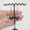 Black Crystal Teardrop Tassel Earrings - Retro Victorian Gothic Baroque Style