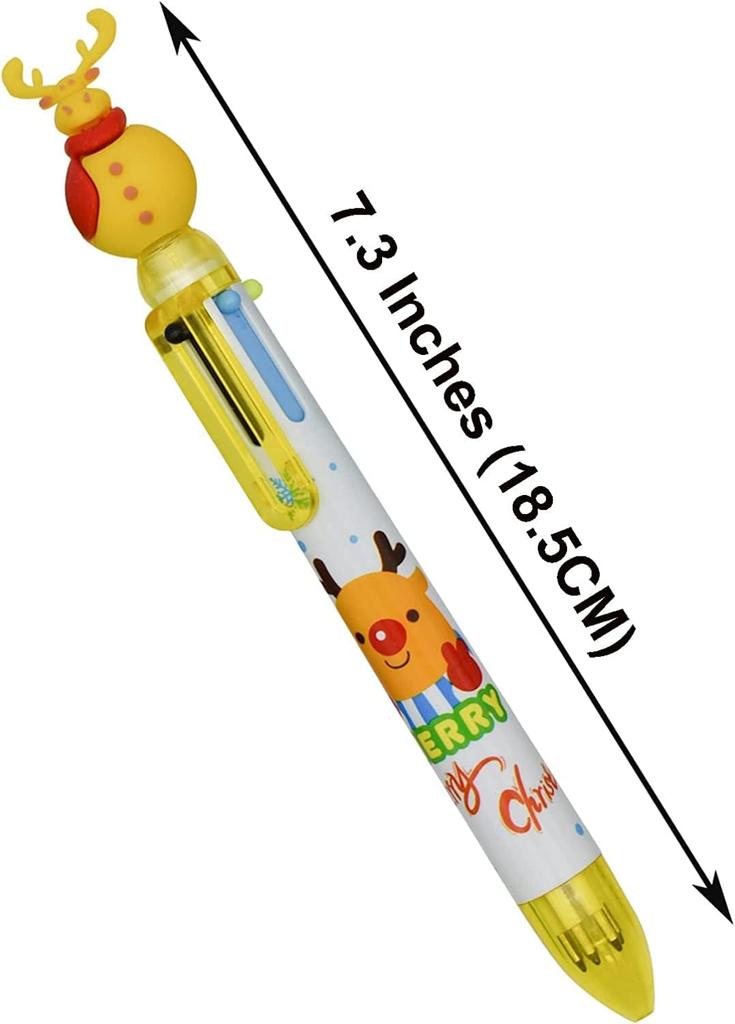 Maydahui Cute 6 Color Christmas Ballpoint Pen Set of 12 Black Ink Stylish Cute Stationery 0.5mm Oil-Based Multi-Function Multi-Color