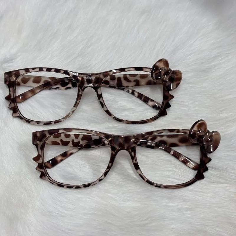 Leopard Print Eyeglass Frame Bow Accessories Cute Beauty Cartoon Anime Y2K Vintage Eyeglass Frame Toys for Girls Gifts