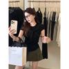 Kumikumi High-Grade Simple Temperament Round Neck Short Sleeve Knit Women Clothes Summer Slim Fit Slimming Versatile Top