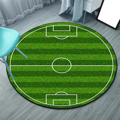 Fußballfeld Runder Schlafzimmerteppich Niedliche Cartoon Bodenstuhlmatte Schaukelstuhlmatte Strapazierfähig Bettvorleger Matte Heimdekoration