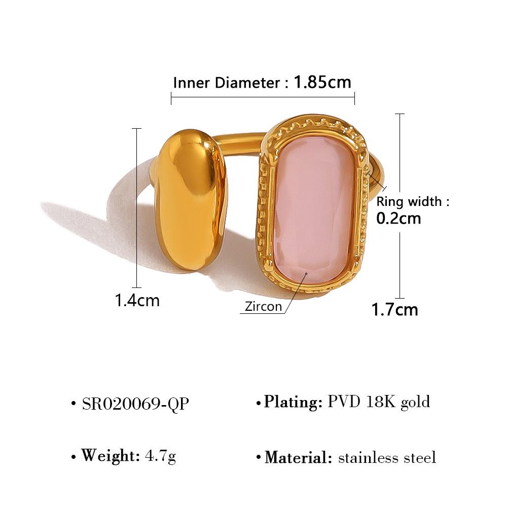French Stainless Steel Glass Zirconium Exaggerated Ring Premium Ring Titanium Steel Women'S Jewelry Rings