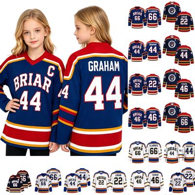Camiseta Deportiva Juvenil de Manga Larga Briar Graham Número 66 Letras Impresas Camiseta Atlética Pulóver Top con Cuello en V para Niños